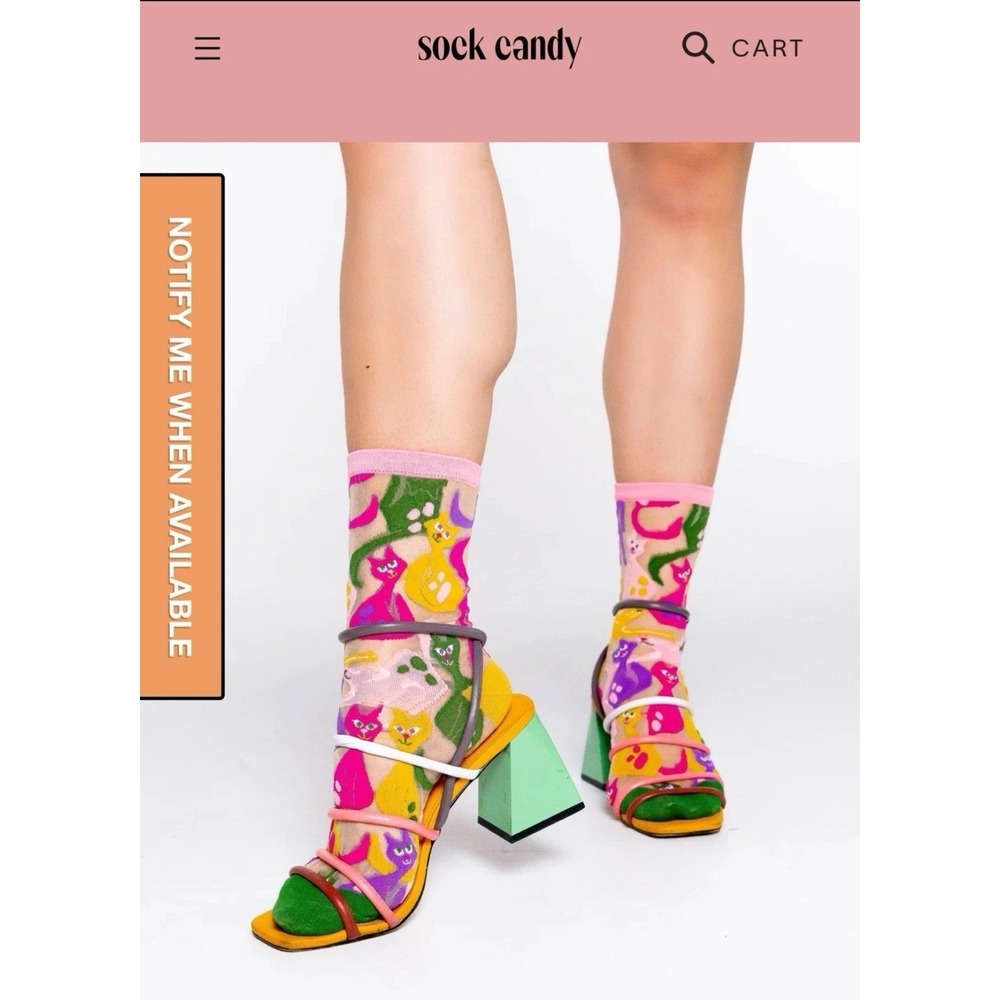 Sock Candy Dopamine Cats Sheer Sock New sold out kitty kitten